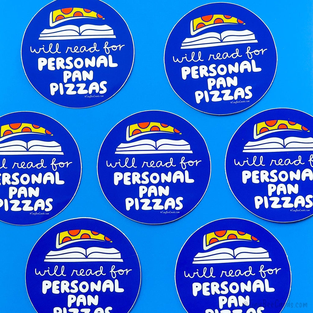 Reading for Personal Pan Pizzas 80s Kid Millennial Vinyl Sticker