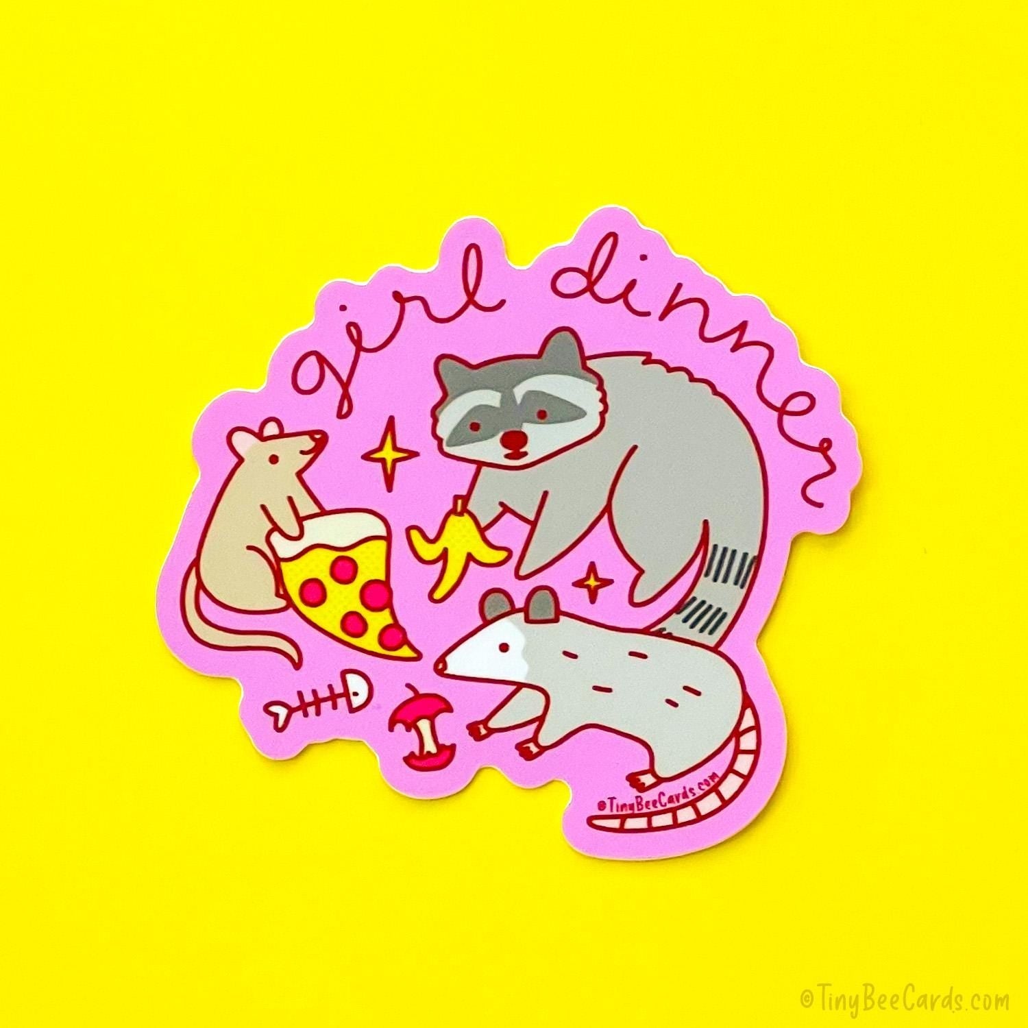Girl Dinner Vinyl Sticker - Raccoon Opossum & Rat