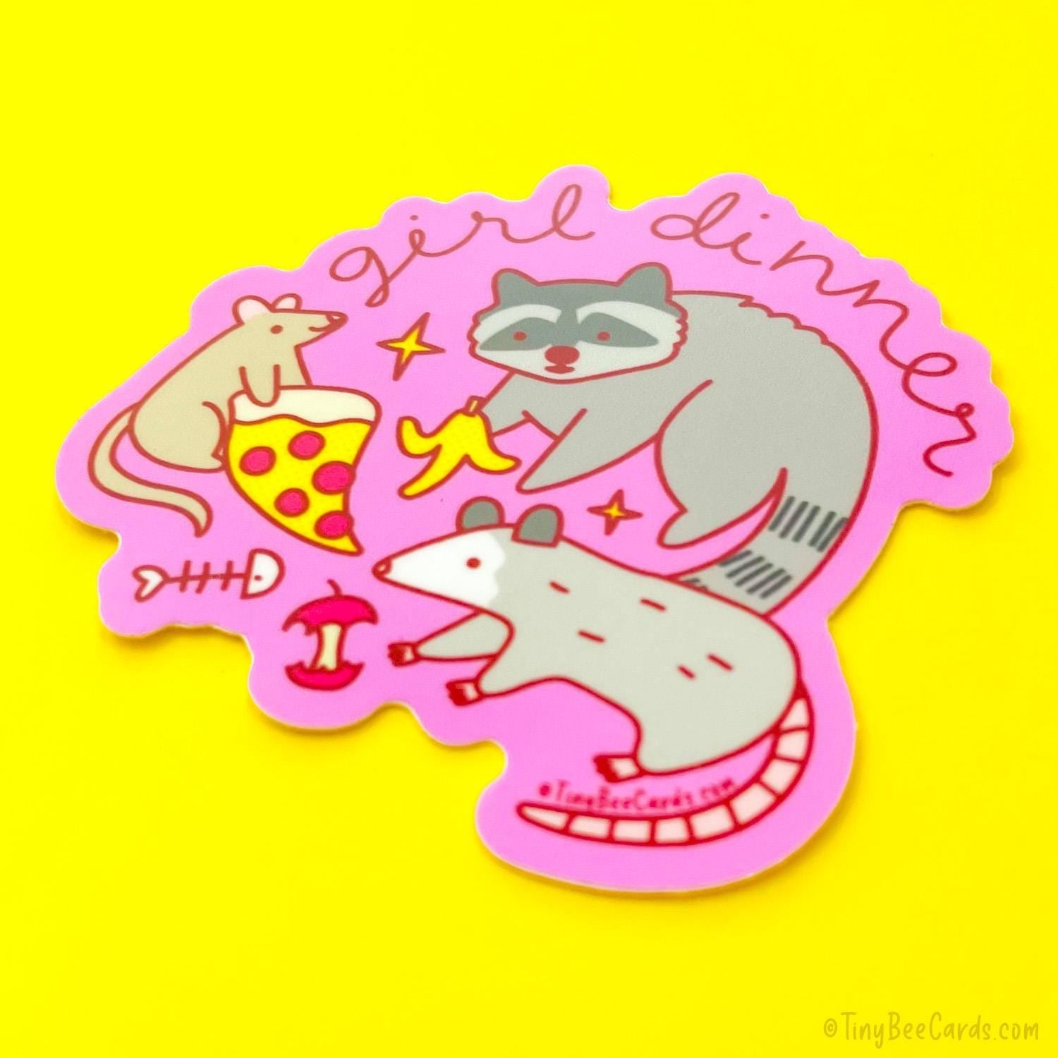 Girl Dinner Vinyl Sticker - Raccoon Opossum & Rat
