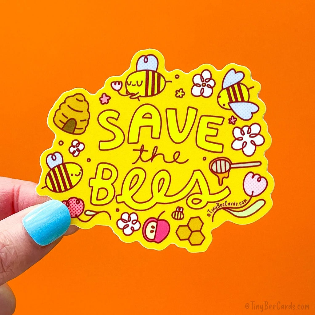 Save The Bees Donation Vinyl Sticker - Pollinators and Bug Lover Gift