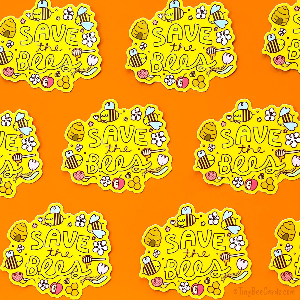 Save The Bees Donation Vinyl Sticker - Pollinators and Bug Lover Gift