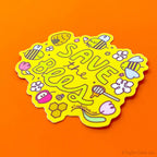 Save The Bees Donation Vinyl Sticker - Pollinators and Bug Lover Gift