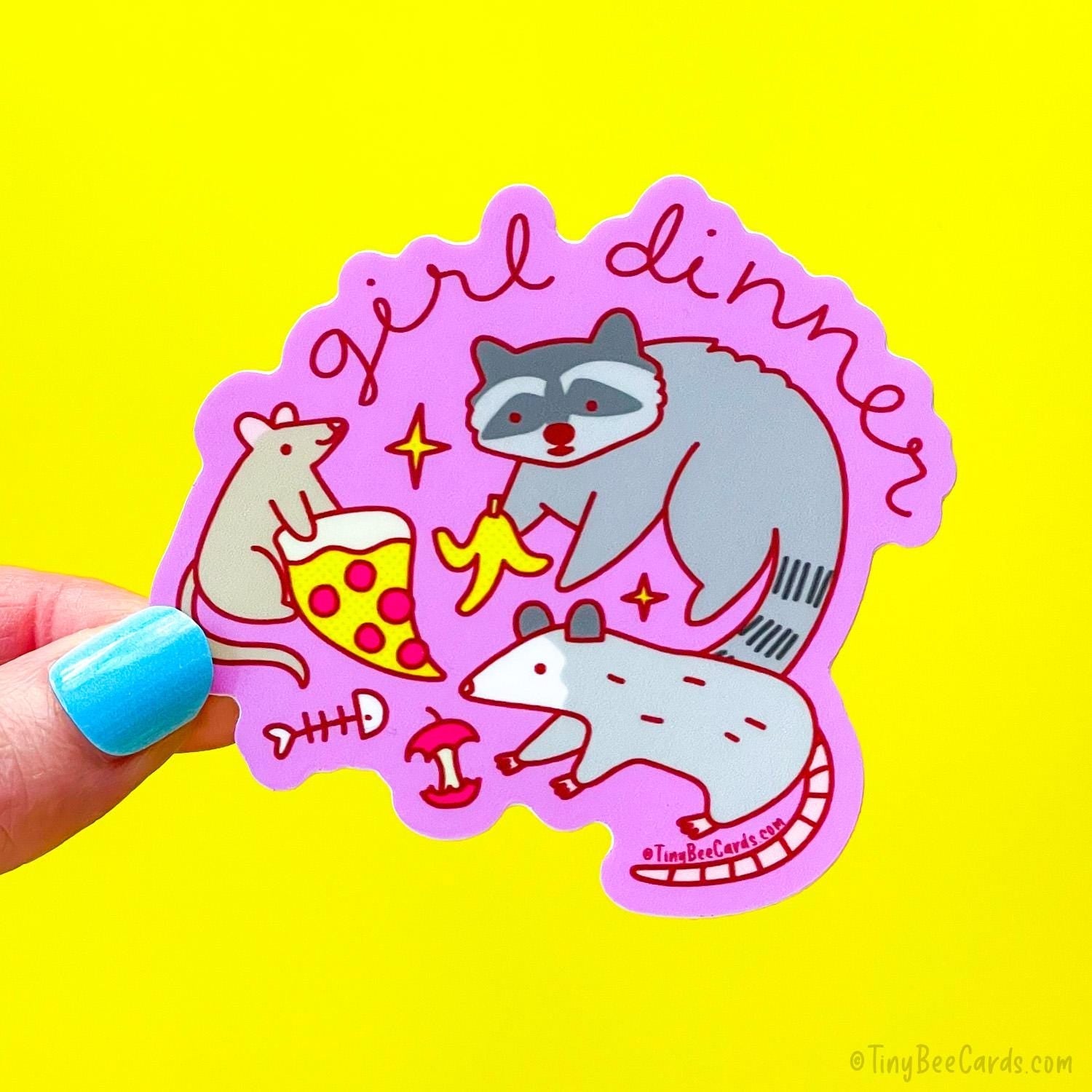 Girl Dinner Vinyl Sticker - Raccoon Opossum & Rat