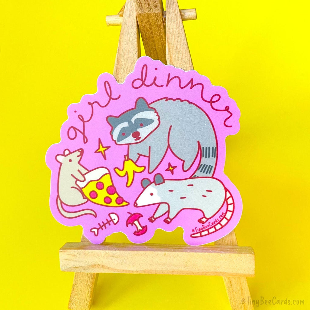 Girl Dinner Vinyl Sticker - Raccoon Opossum & Rat