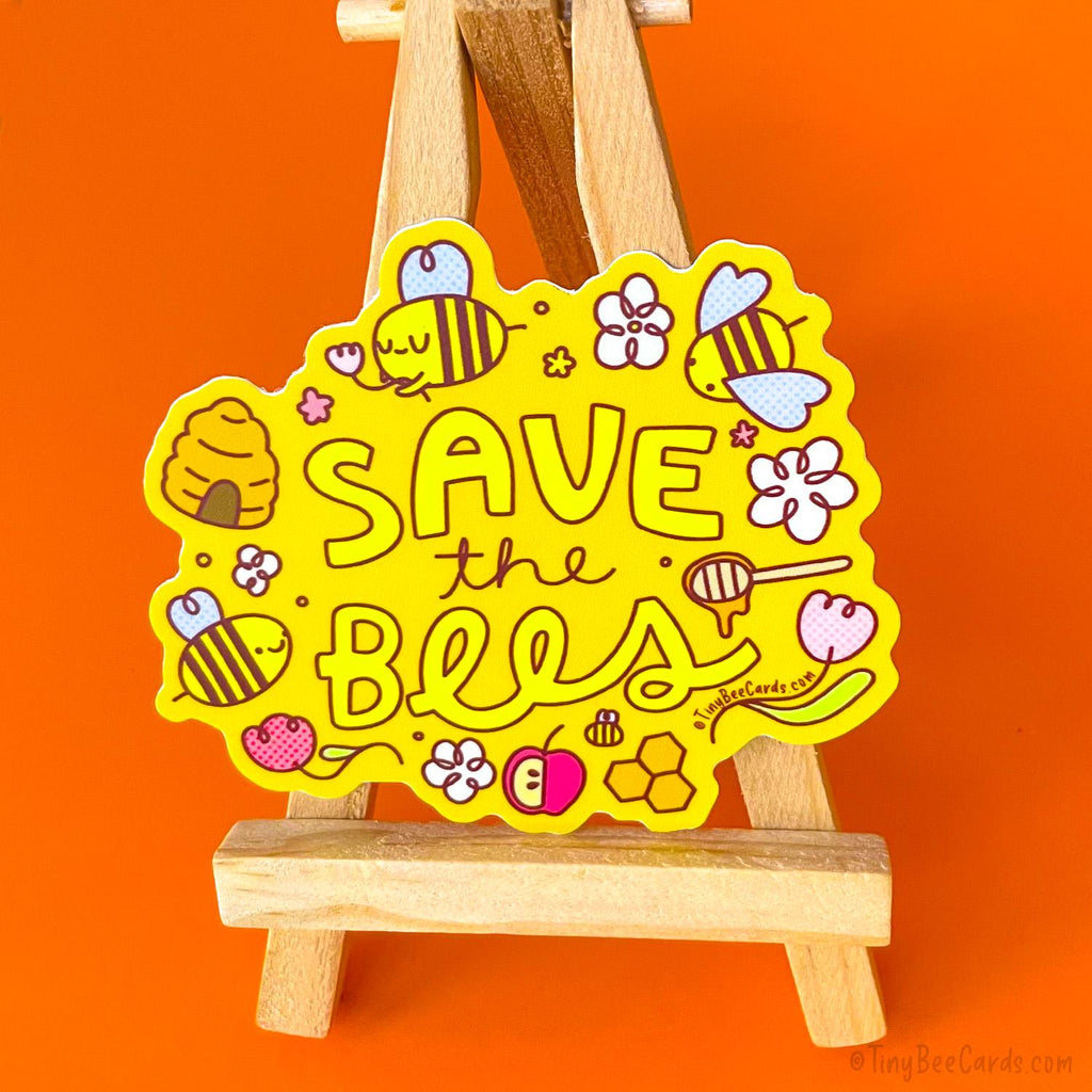 Save The Bees Donation Vinyl Sticker - Pollinators and Bug Lover Gift