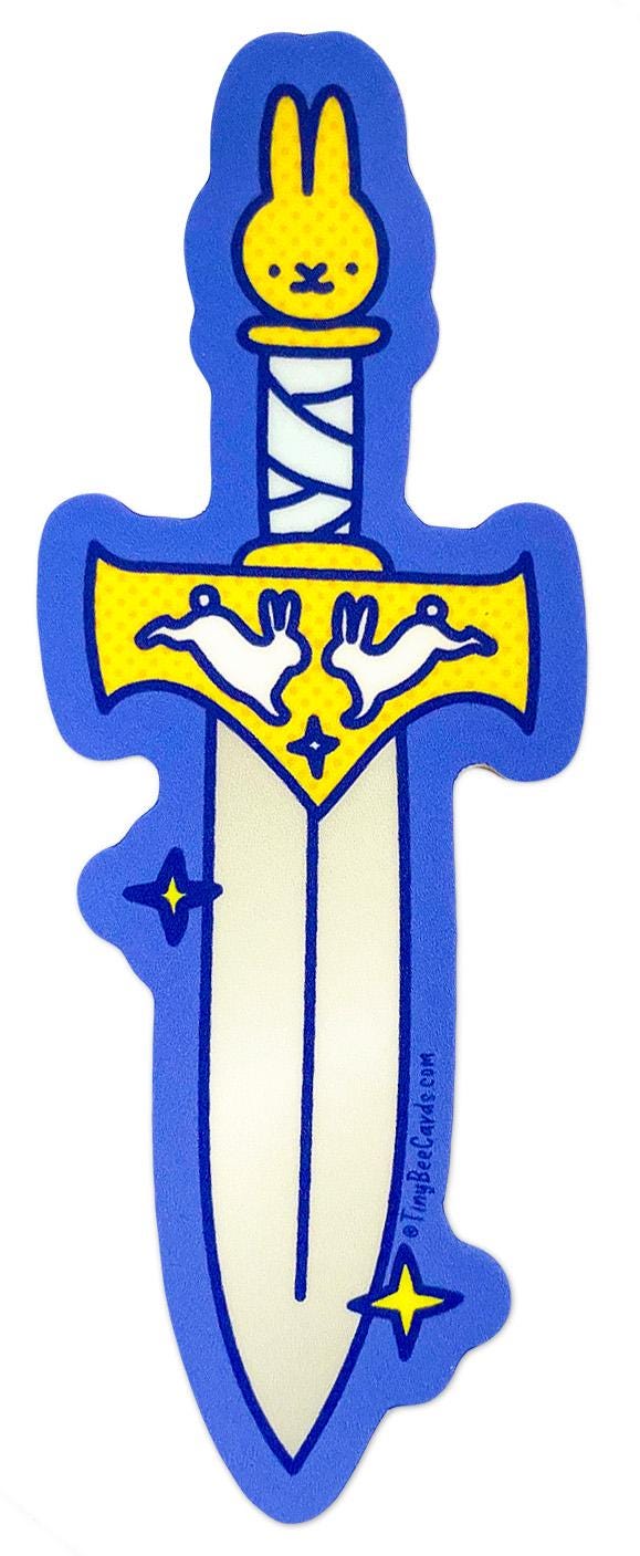 Medieval Bunny Dagger Knife Vinyl Sticker