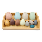 12-Piece Wooden Bird Eggs Set – Nature-Inspired Sensory & Pretend Play