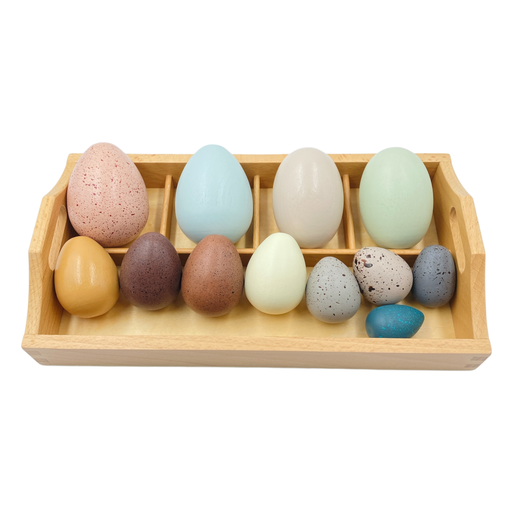 12-Piece Wooden Bird Eggs Set – Nature-Inspired Sensory & Pretend Play