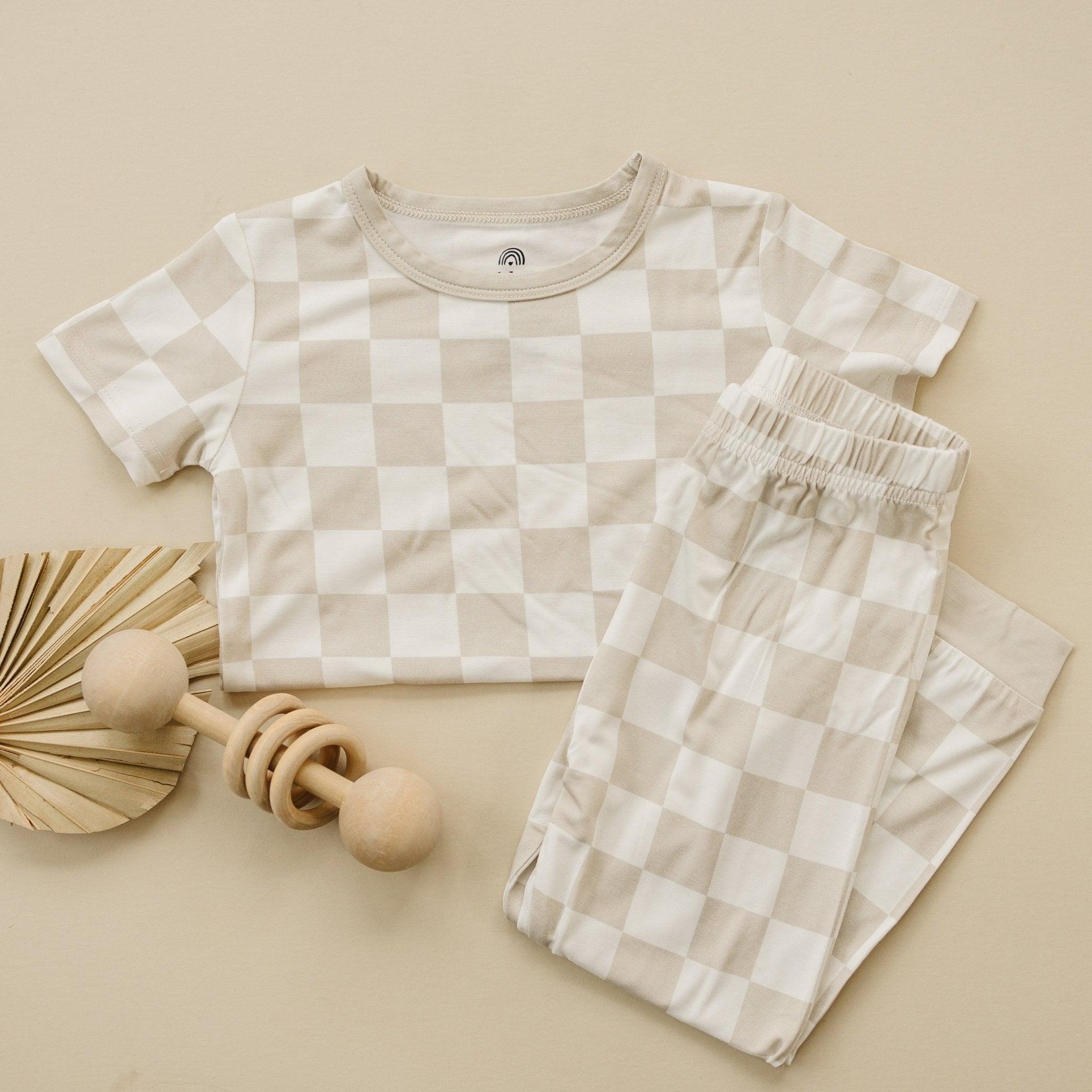 Neutral Checker 2pc Bamboo Pajamas