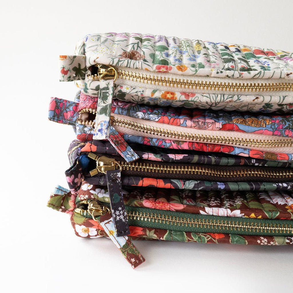GARDEN FLORA | Cotton Quilted Pencil Pouch