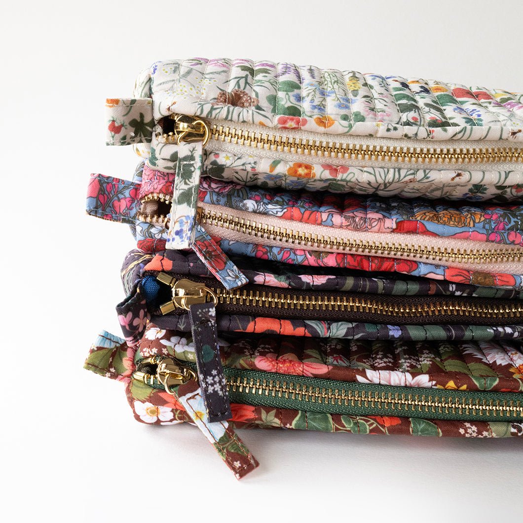 GARDEN FLORA | Cotton Quilted Pencil Pouch