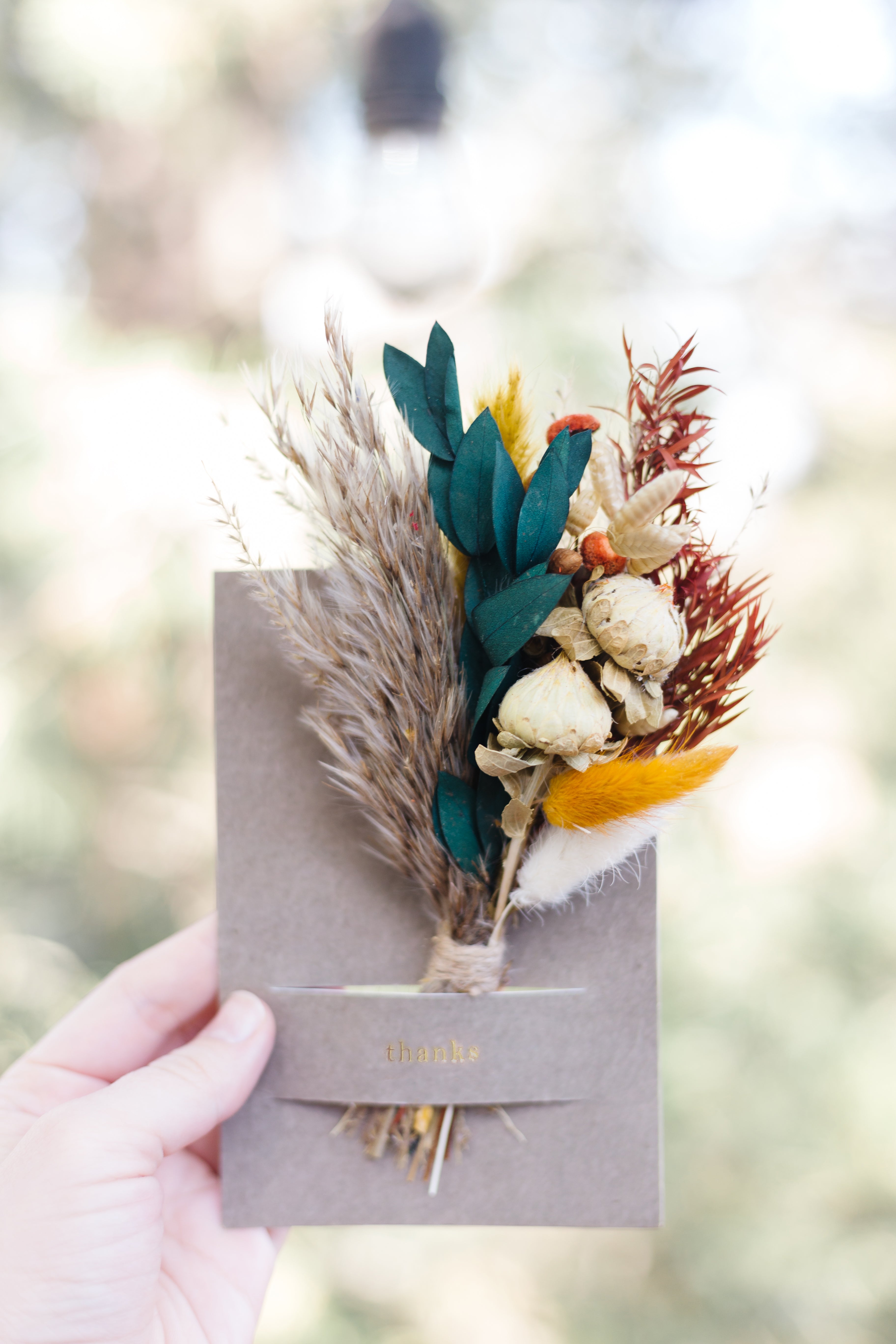Thanks Mini Bouquet Card | Dried Floral Greeting