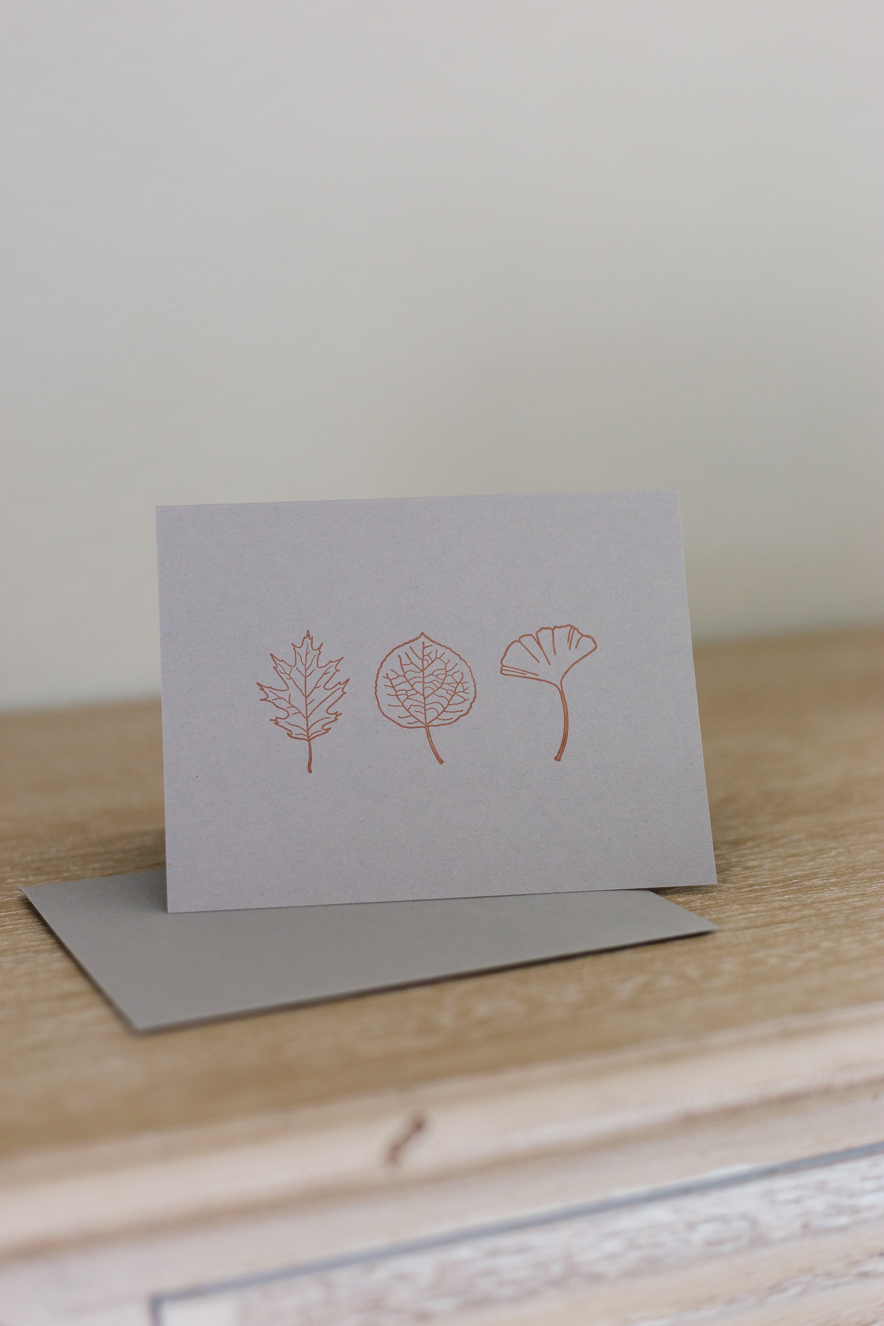 Leaf Trio Letterpress Greeting Card | Botanical Card