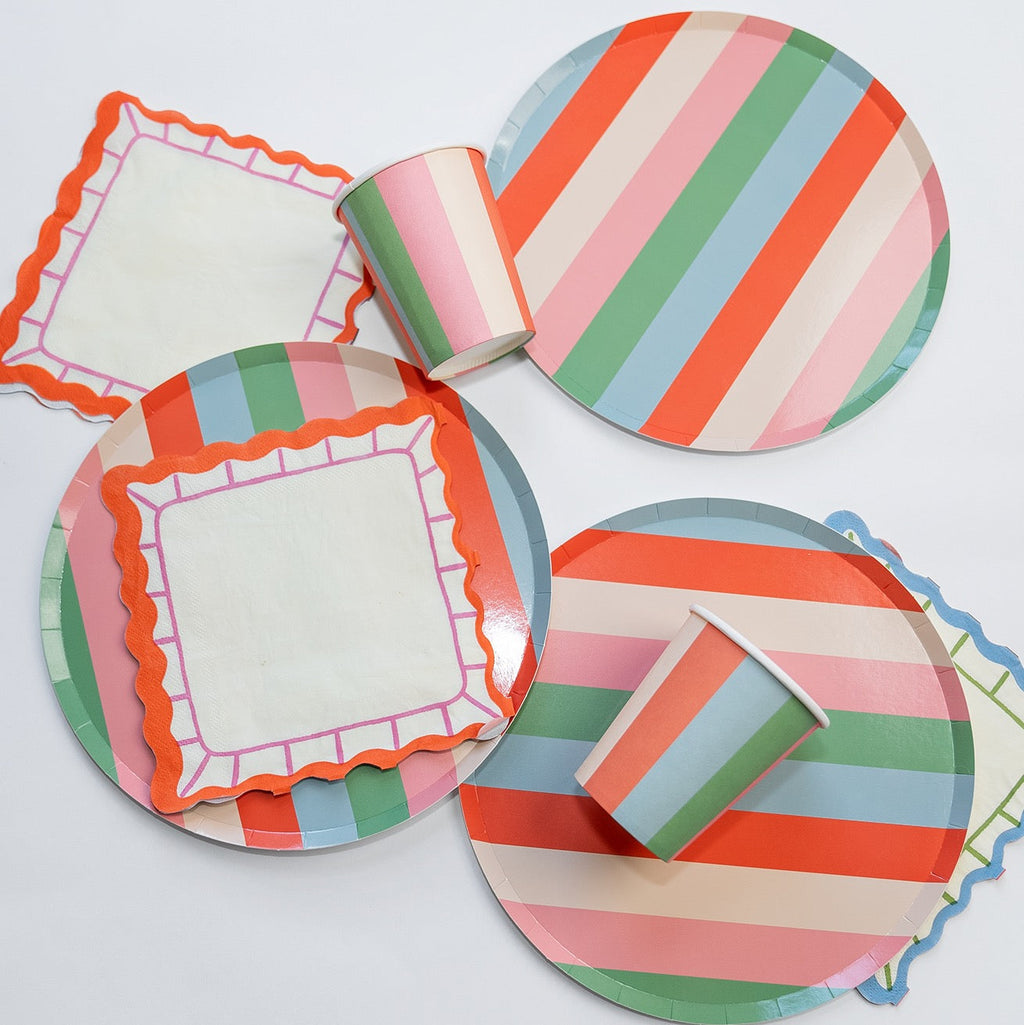Striped Plates x12 Bright Bold Party Paper Plates Every Occasion
