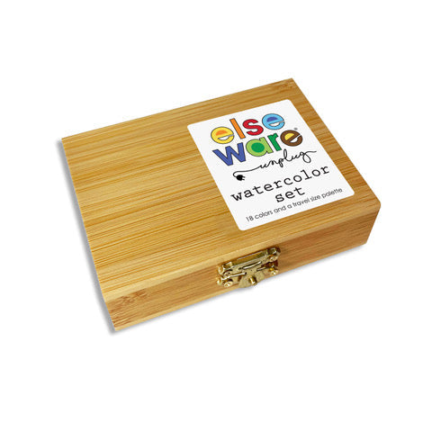 Watercolor Set – Bamboo Box – 18 Pans – Eco-Friendly