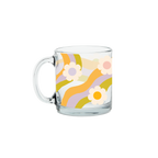 Wavy Daisy Clear Glass Mug